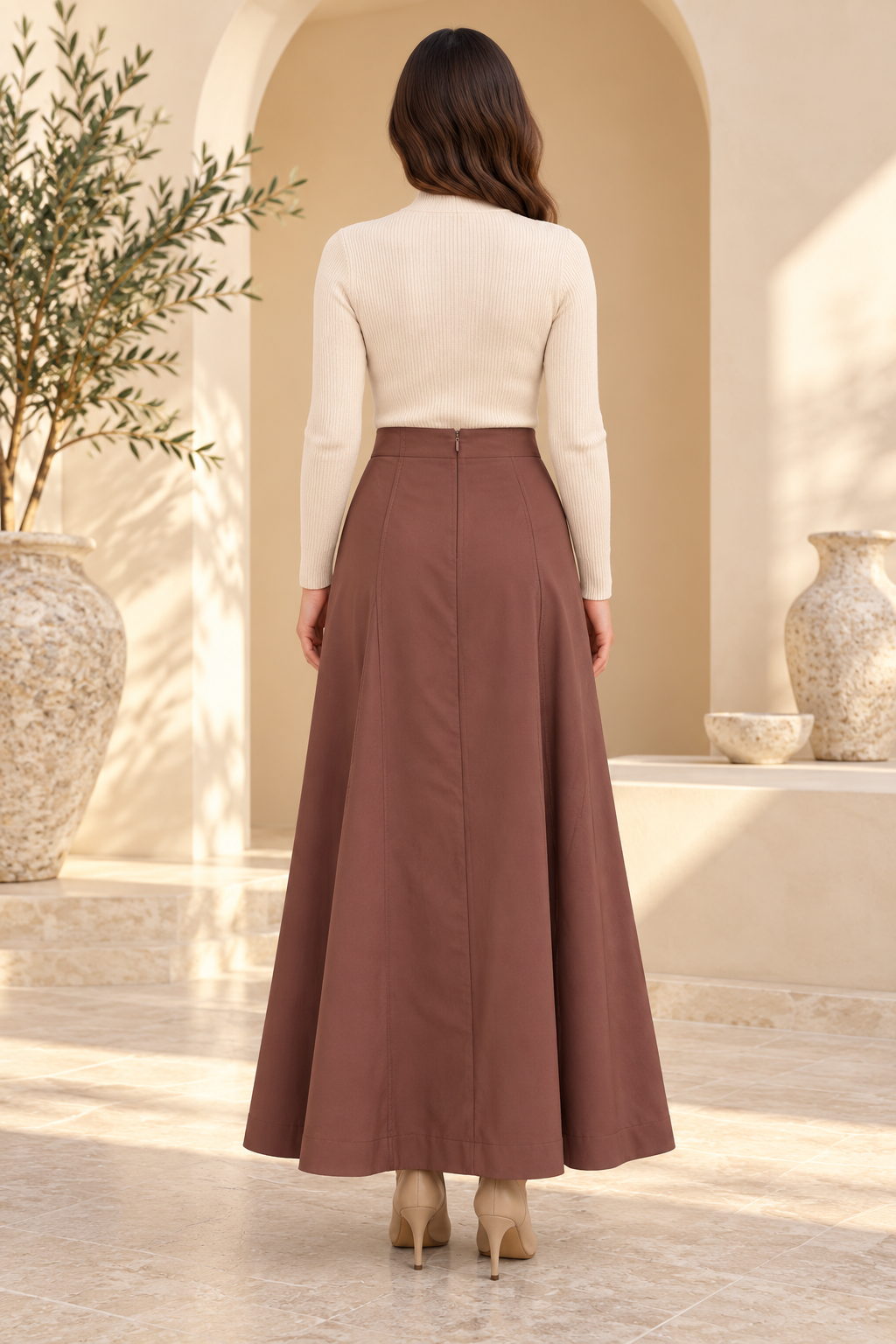 Odessa | Solid Panel-Seam A-Line Skirt