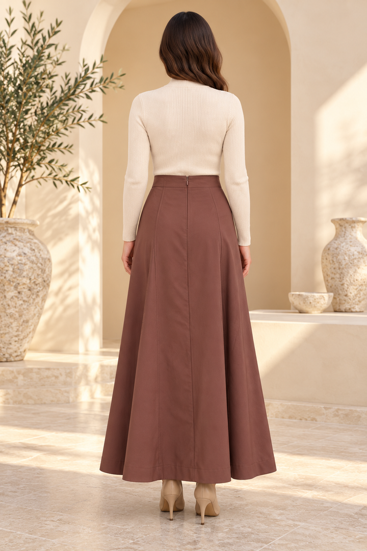 Odessa | Solid Panel-Seam A-Line Skirt