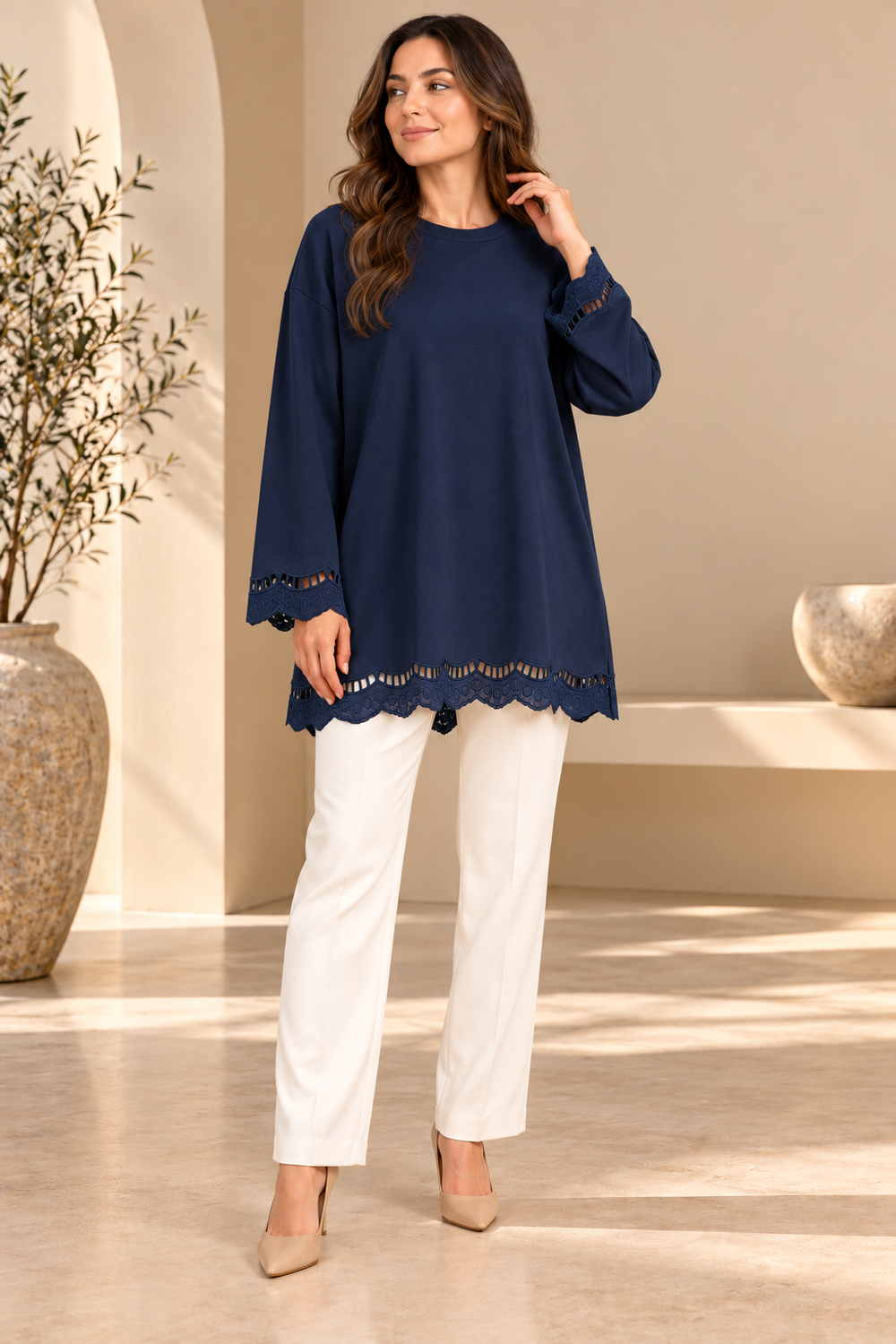 Linnea | Scalloped Lace-Hem Tunic