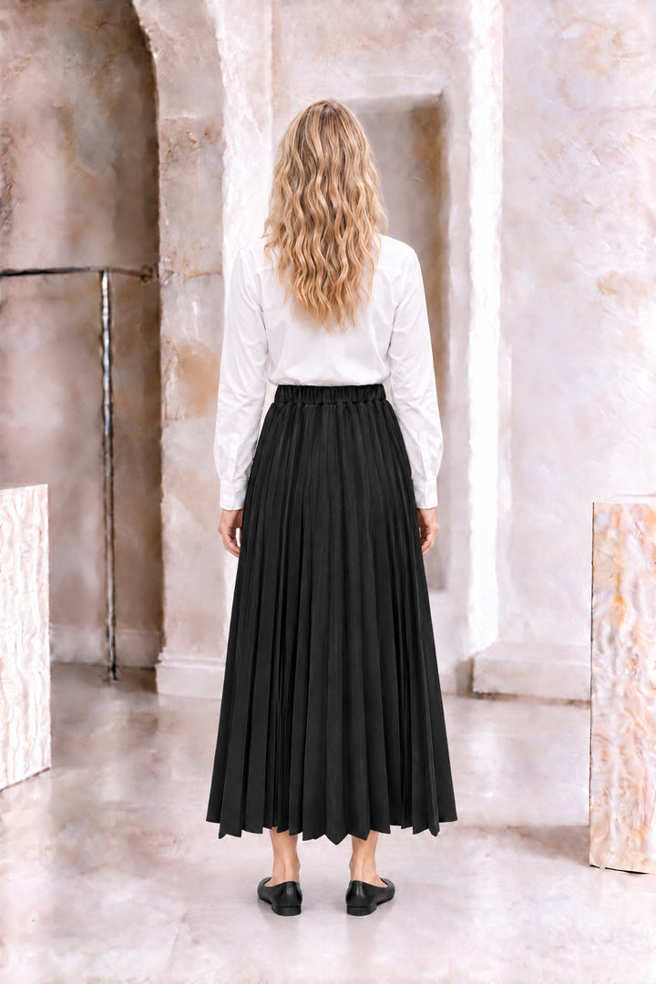 Ariadne | Pleated Elastic-Waist Maxi Skirt