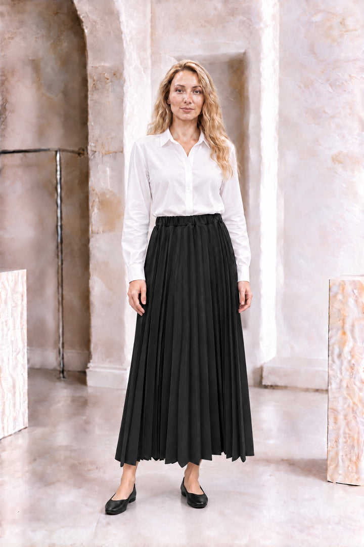Ariadne | Pleated Elastic-Waist Maxi Skirt