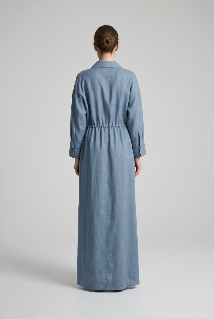 Cordelia |Drawstring-Waist Shirt Maxi Dress