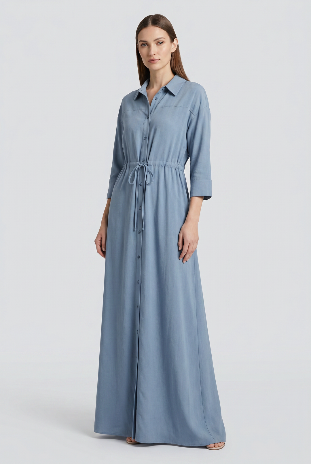 Cordelia |Drawstring-Waist Shirt Maxi Dress