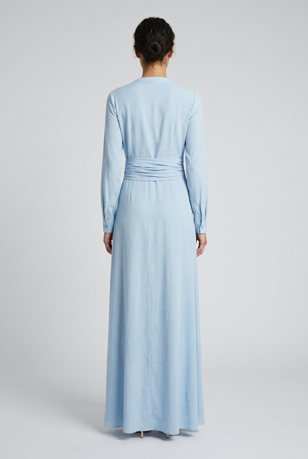 Bellamy | Solid Wrap-Front Buckle-Belted Maxi Dress