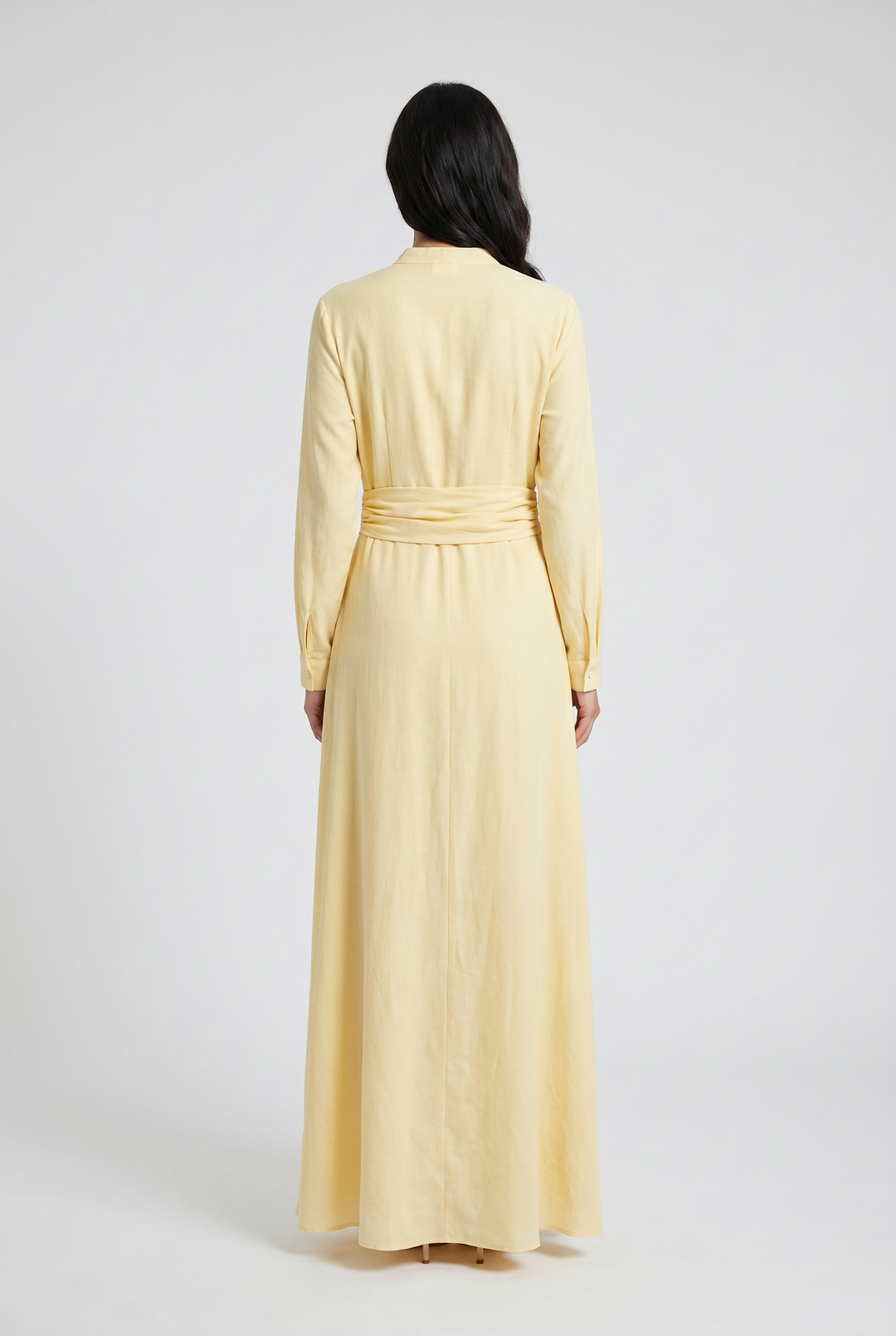 Bellamy | Solid Wrap-Front Buckle-Belted Maxi Dress