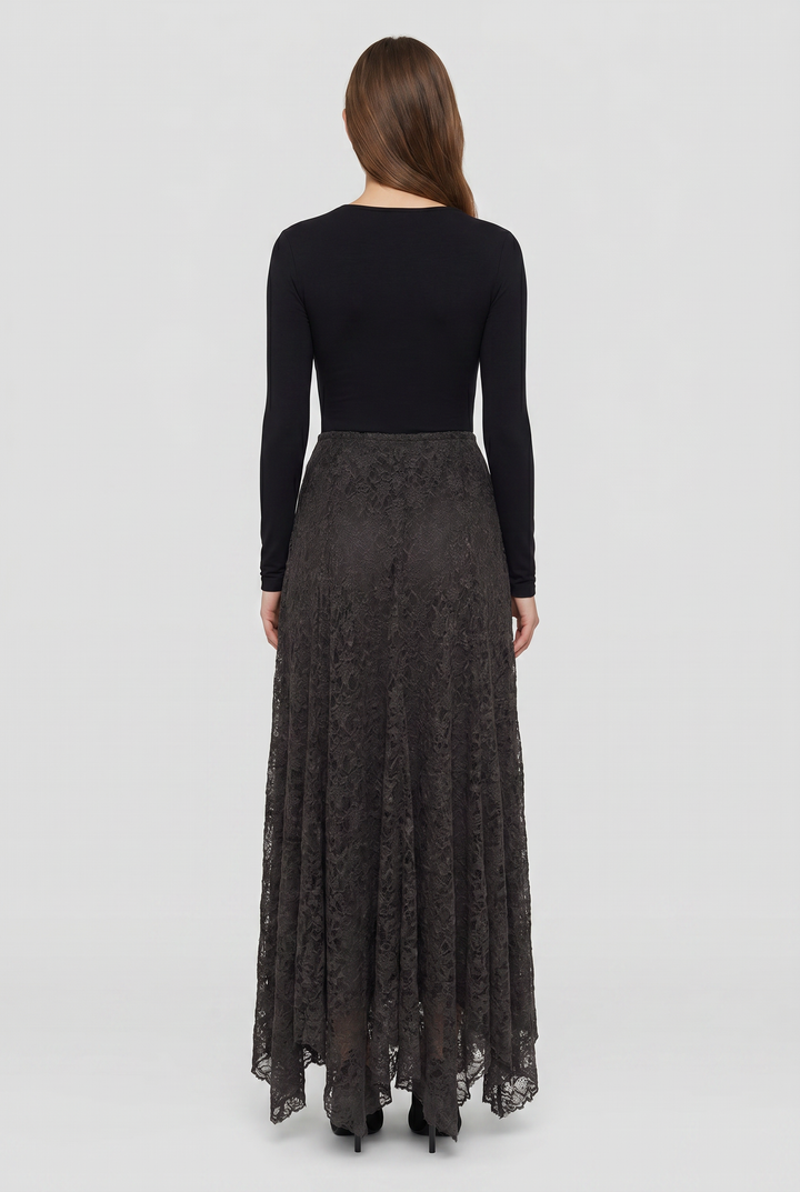 Morrigan | Lace Asymmetric-Hem Maxi Skirt