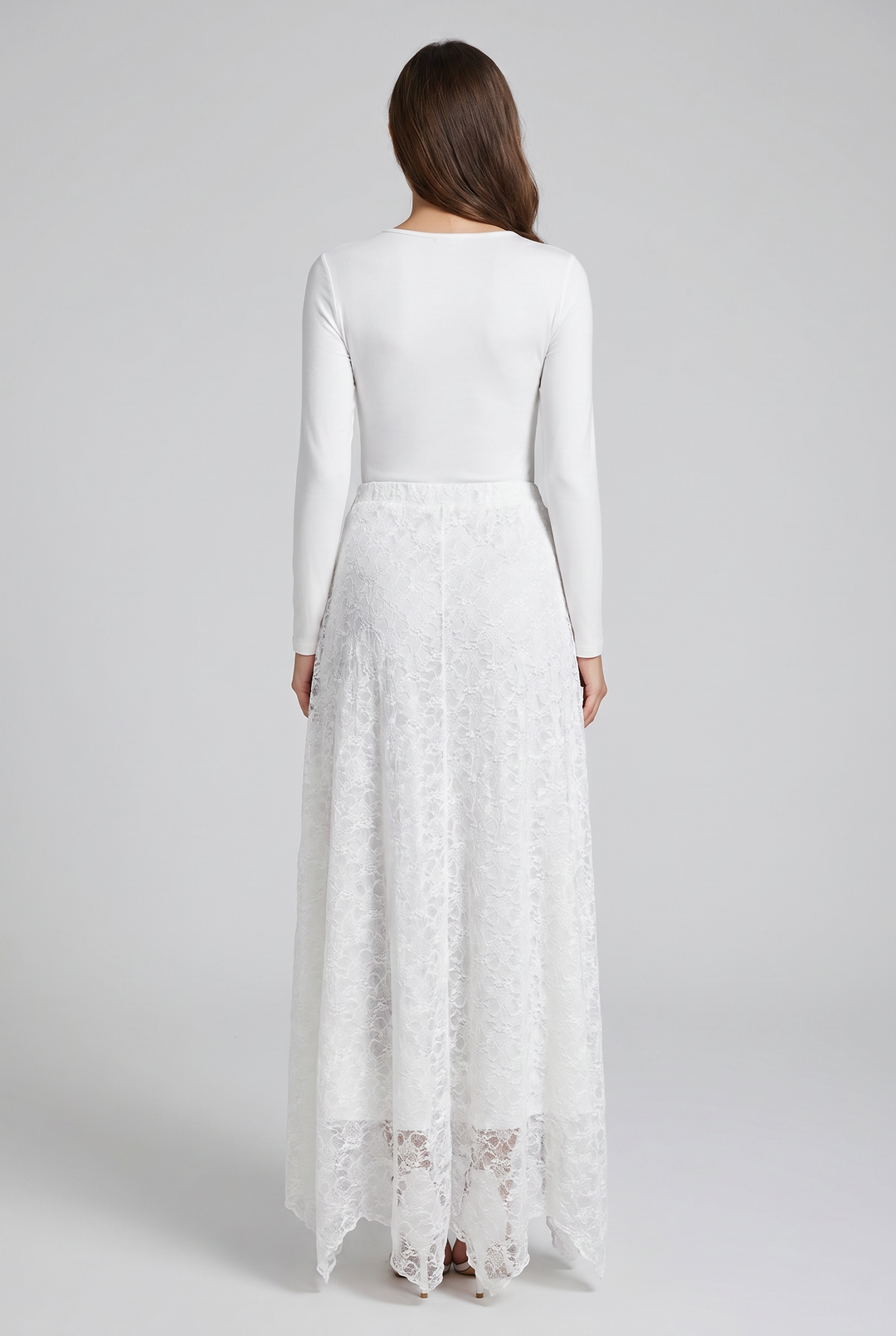 Morrigan | Lace Asymmetric-Hem Maxi Skirt