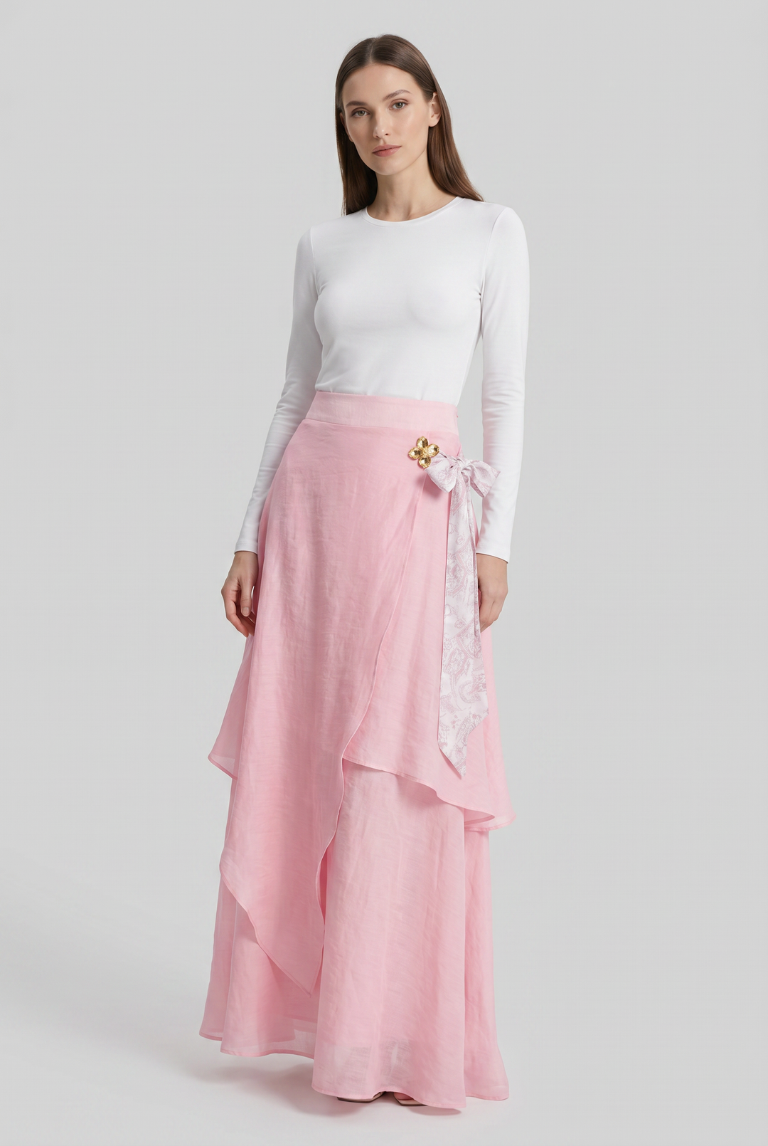 Petunia | Floral-Sash Wrap Maxi Skirt