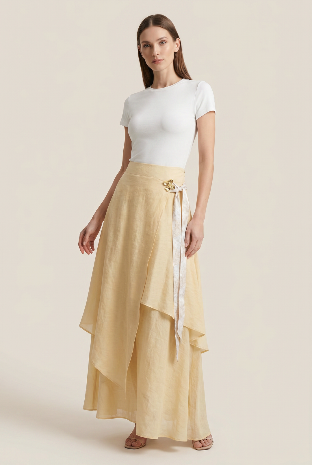 Petunia | Floral-Sash Wrap Maxi Skirt