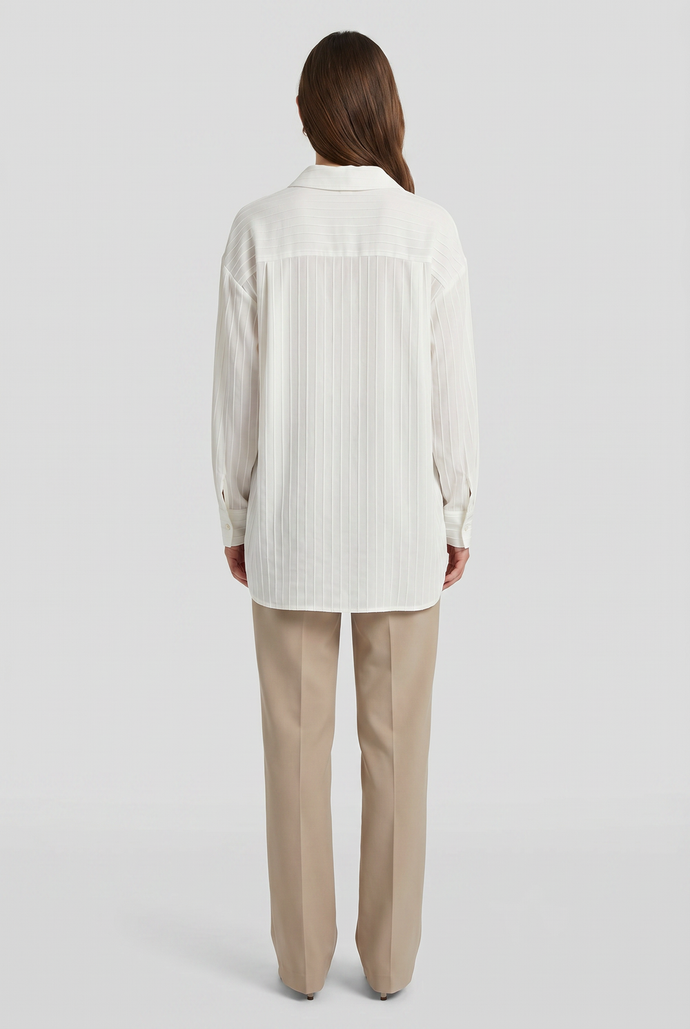 Alabaster | Striped High-Low Button-Down Shirt