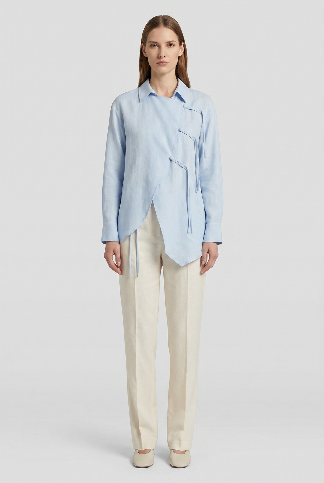 Celestine | Solid Toggle-Button Asymmetric Tunic Shirt