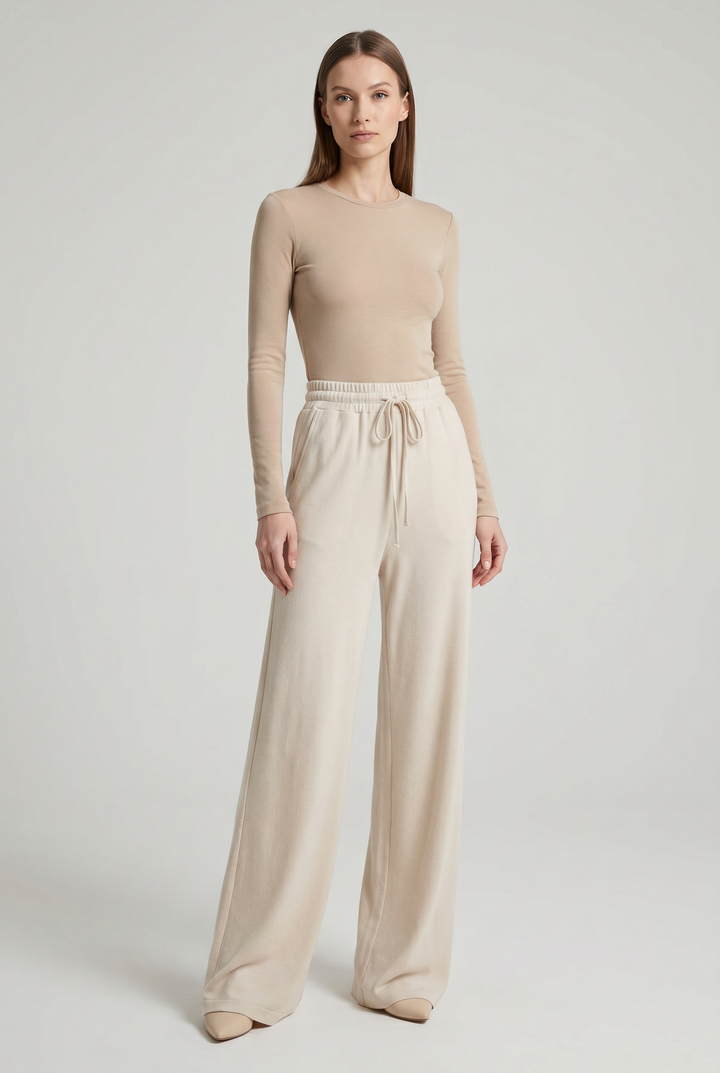 Marble | Wide-Leg Drawstring Palazzo Pants