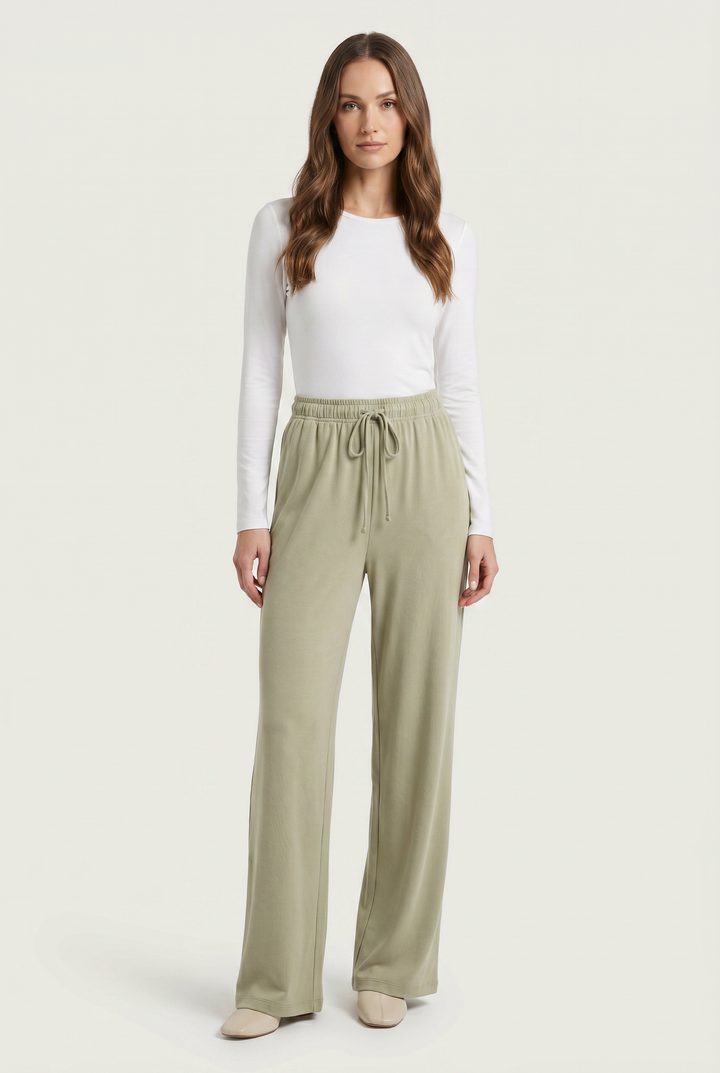 Cordelia | Solid Drawstring-Waist Wide-Leg Pants
