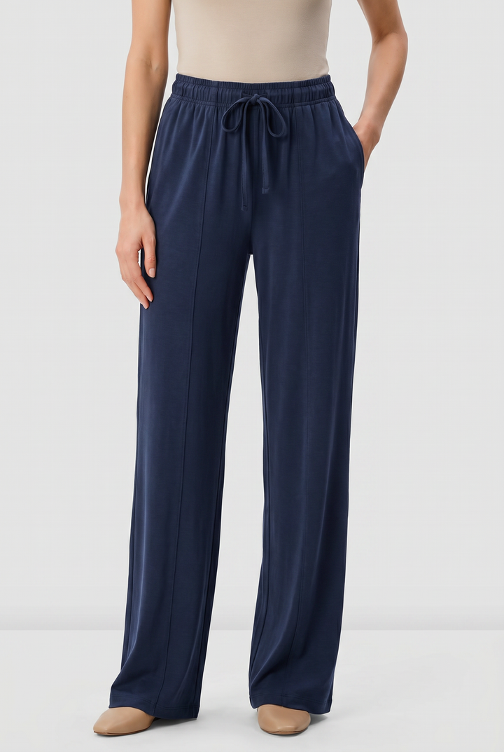Cordelia | Solid Drawstring-Waist Wide-Leg Pants