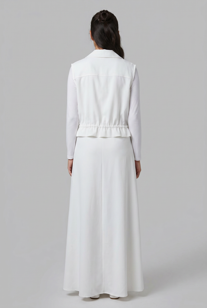 Marielle | Solid Snap-Button Collared Skirt Set