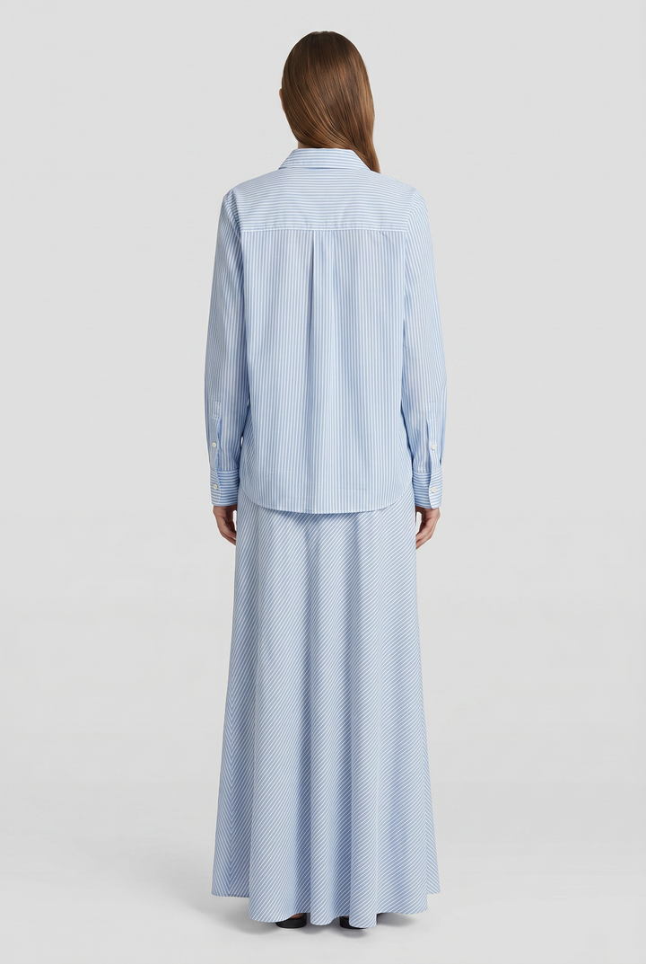 Philippa | Striped Tie-Neck Blouse &amp; Skirt Set