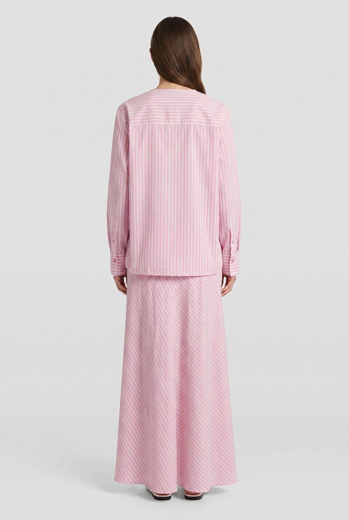 Philippa | Striped Tie-Neck Blouse &amp; Skirt Set