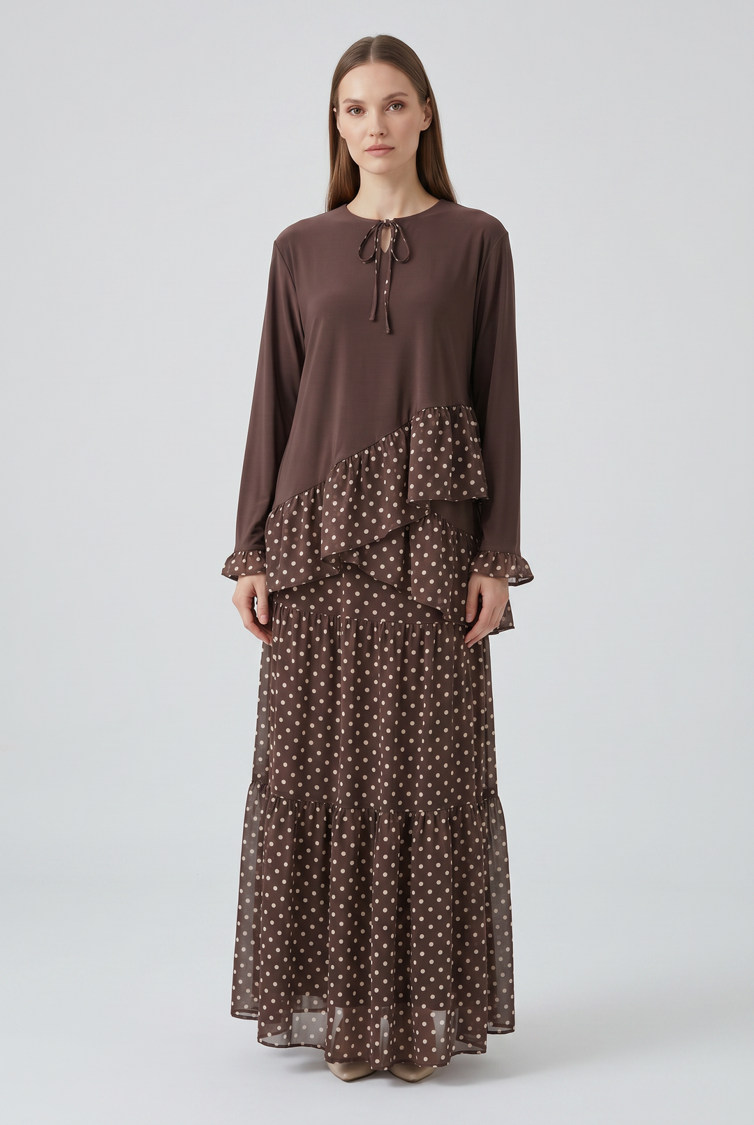 Hazelle | Polka-Dot Ruffled-Tier Skirt Set