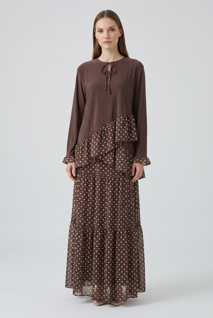 Hazelle | Polka-Dot Ruffled-Tier Skirt Set