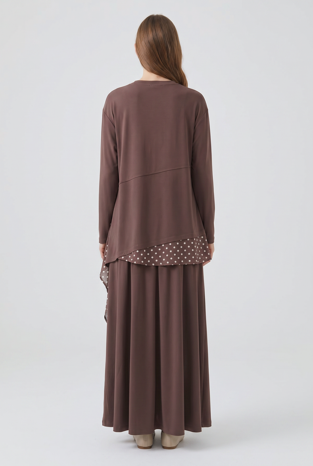 Fawna | Polka-Dot Chiffon-Hem Tunic Set