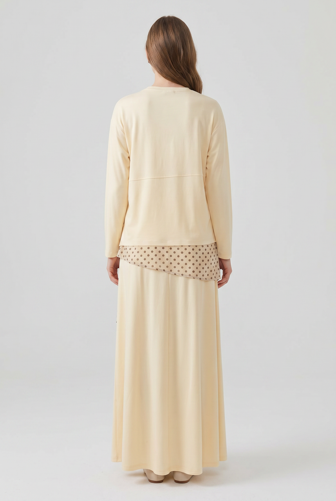 Fawna | Polka-Dot Chiffon-Hem Tunic Set