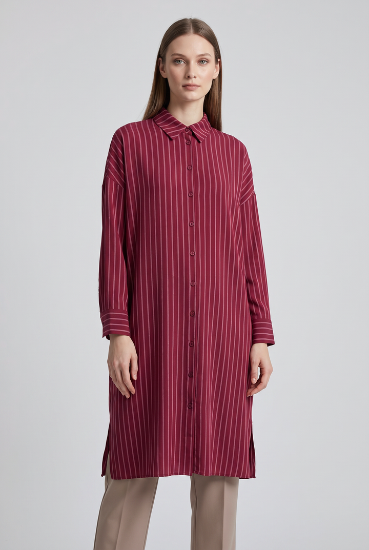 Violette | Striped Button-Front Tunic