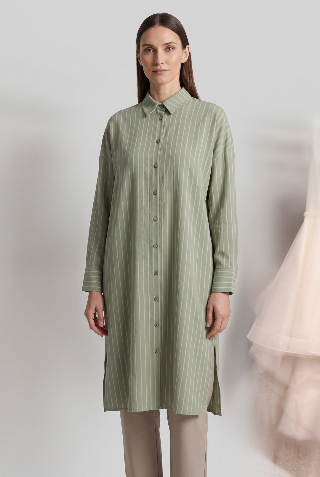 Violette | Striped Button-Front Tunic