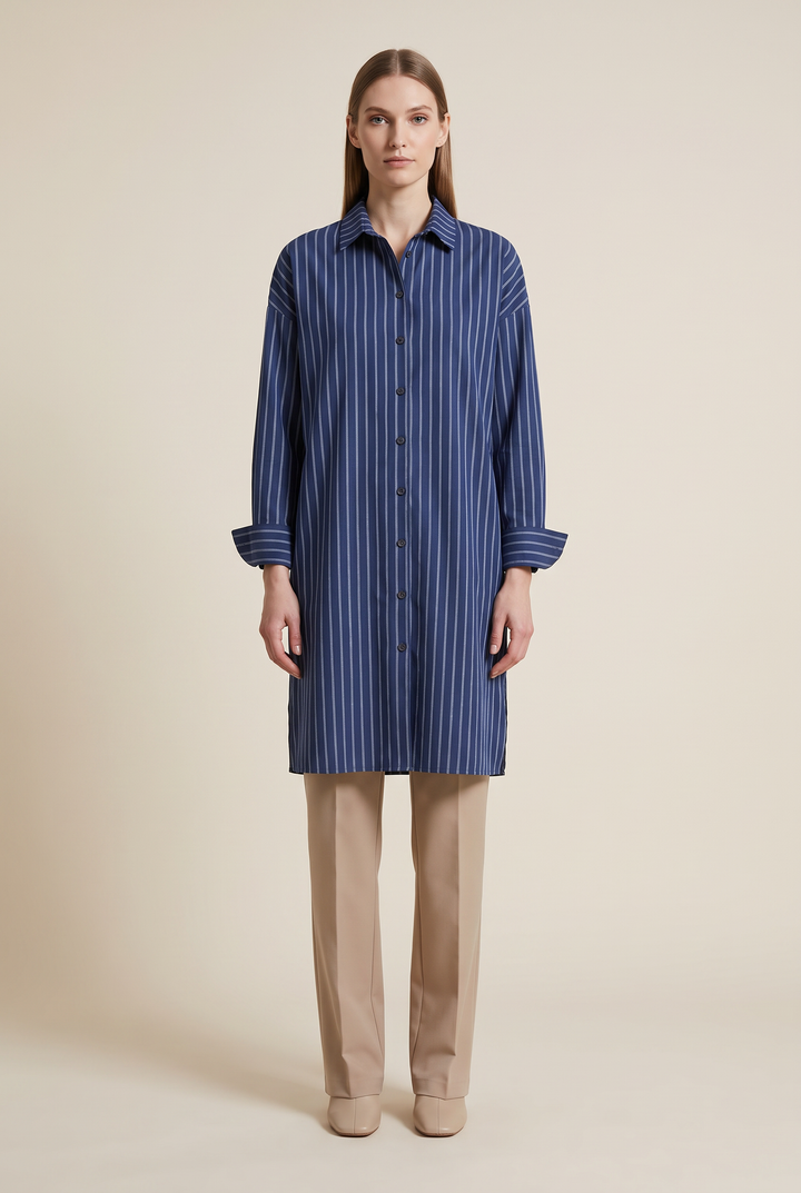 Violette | Striped Button-Front Tunic