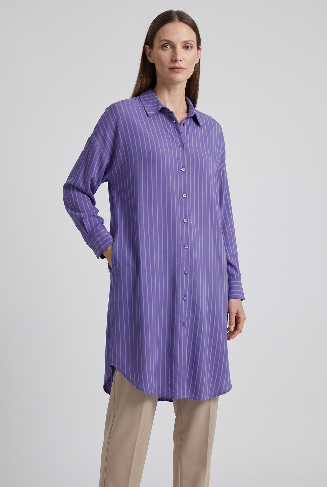Violette | Striped Button-Front Tunic