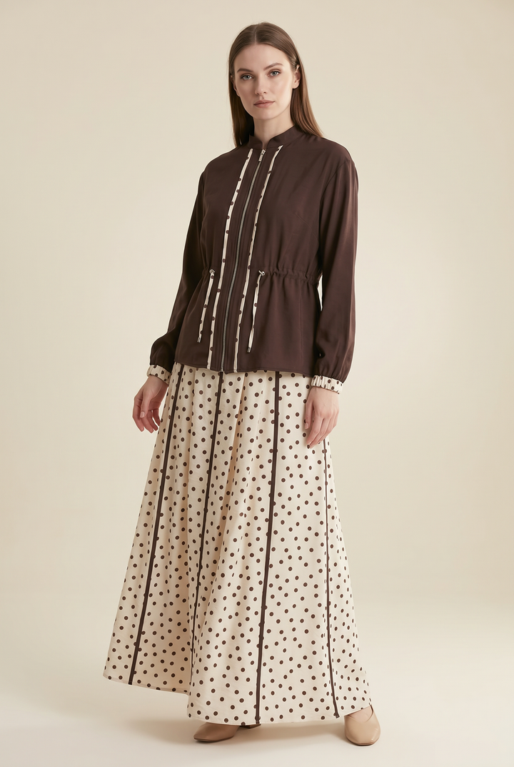Wren | Polka-Dot Zip-Front Skirt Set