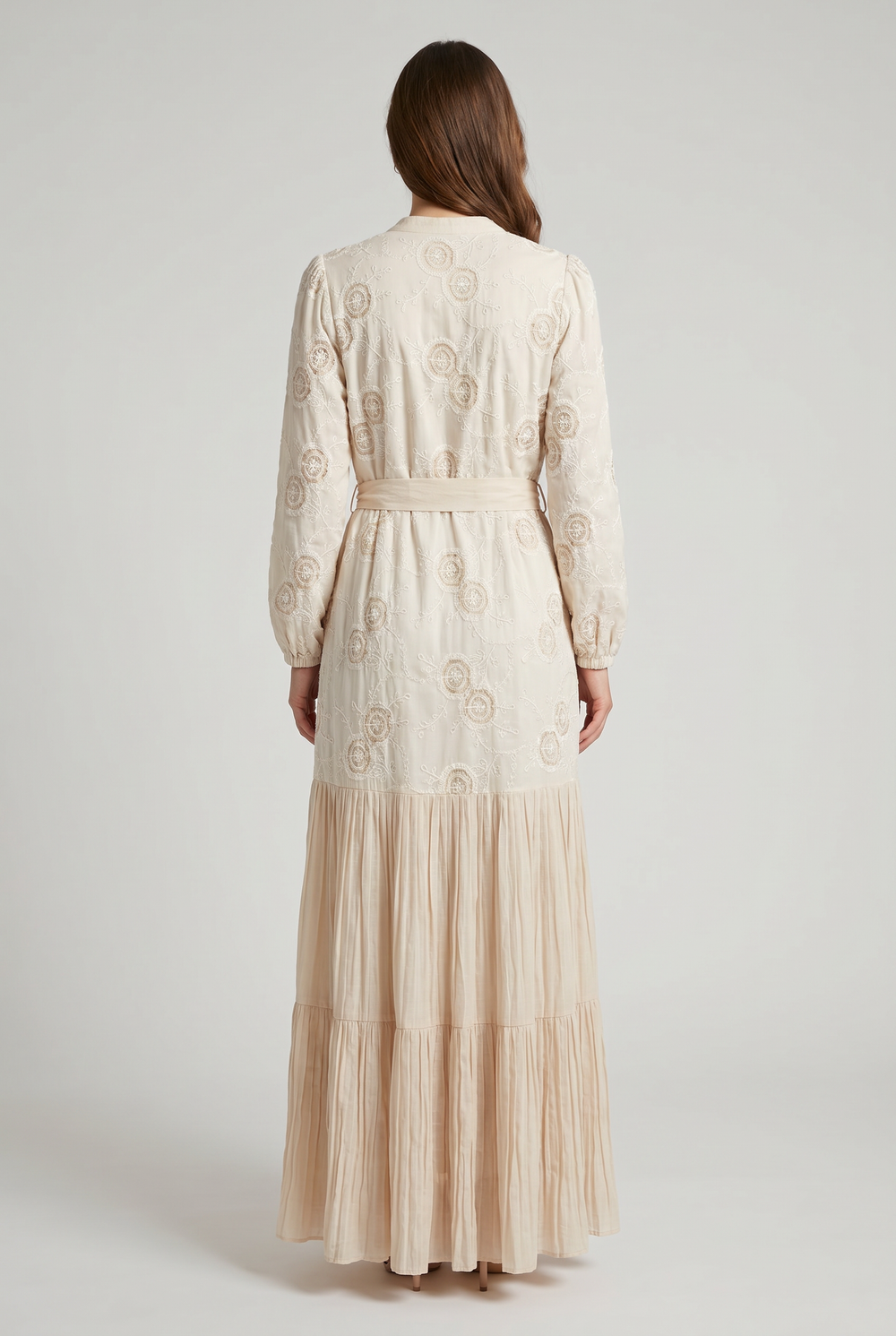 Briar | Floral-Embroidered Tiered Maxi Dress