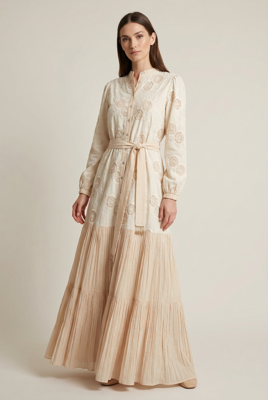 Briar | Floral-Embroidered Tiered Maxi Dress