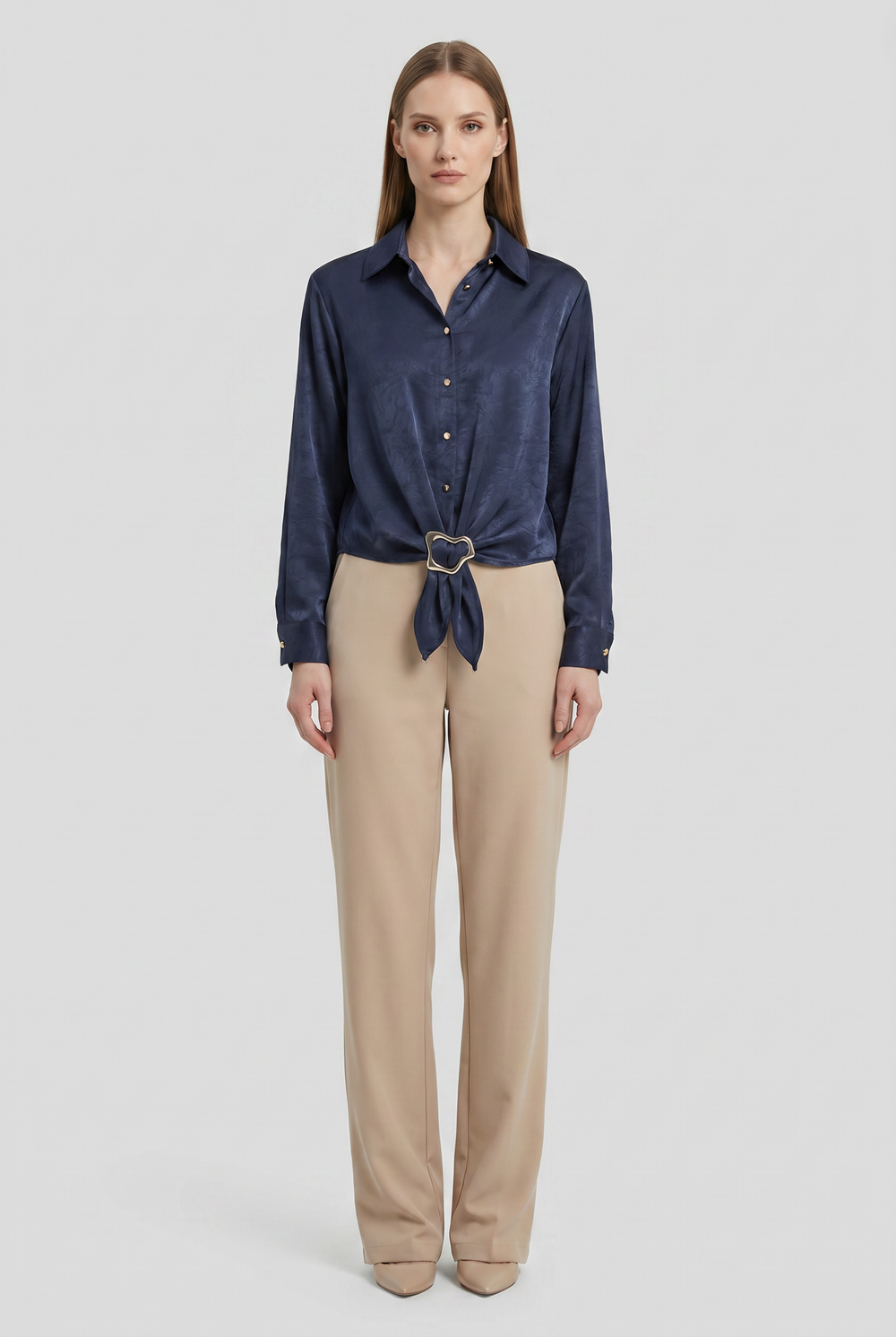 Thalassa | Solid Buckle-Tie Blouse