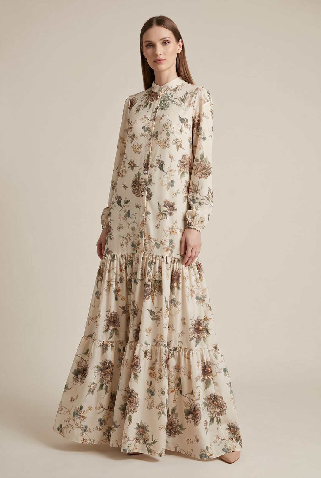 Thalassa | Floral Tiered Button-Front Maxi Dress