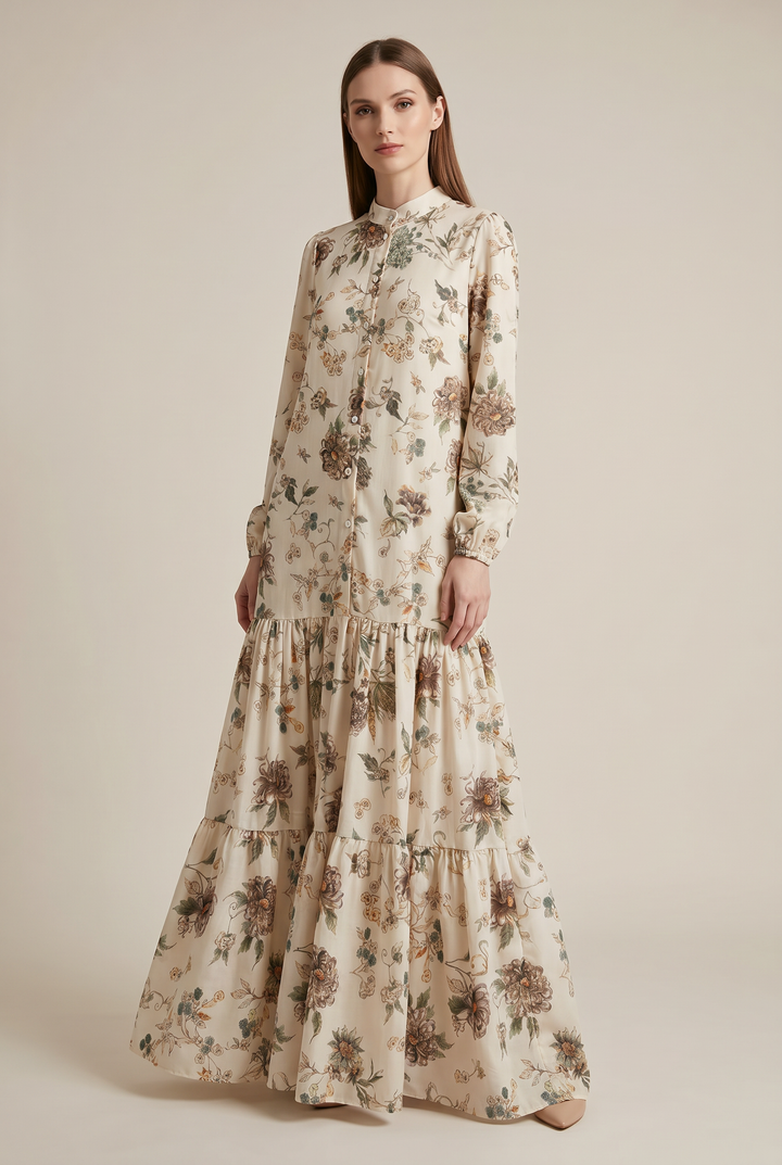 Thalassa | Floral Tiered Button-Front Maxi Dress