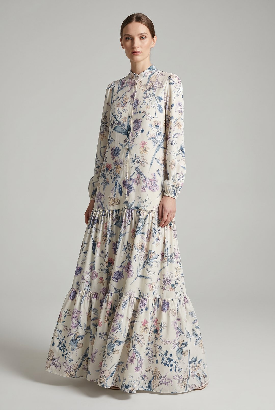 Meadowlark | Floral Tiered Button-Front Maxi Dress