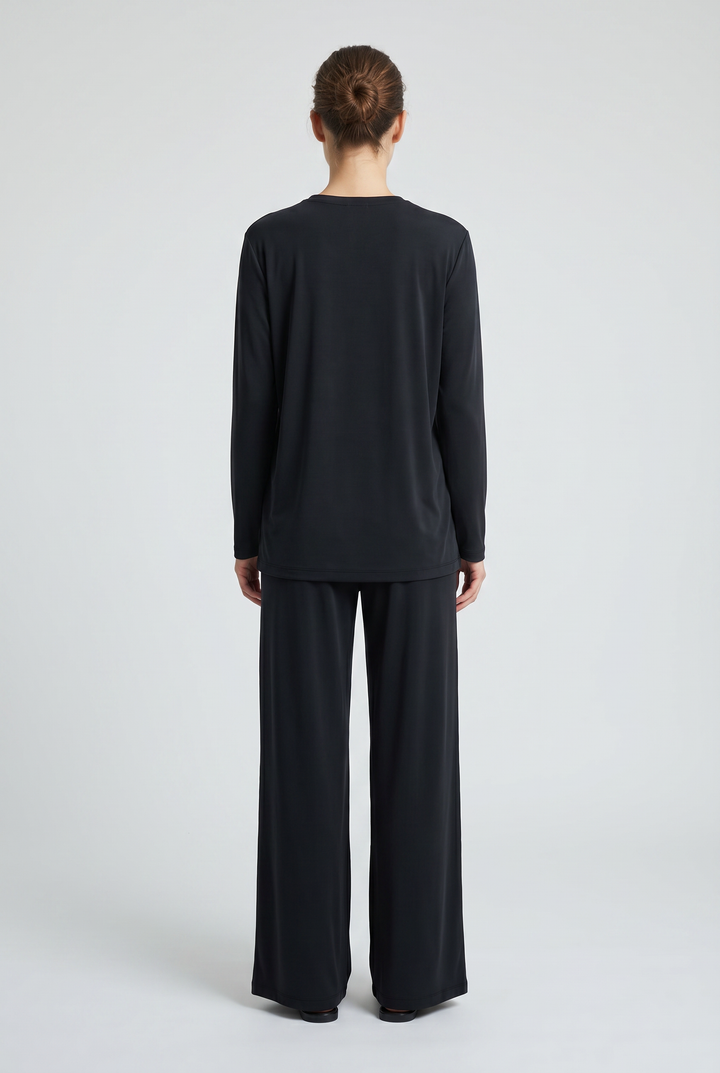 Fable | Solid High-Low Tunic &amp; Wide-Leg Pant Set