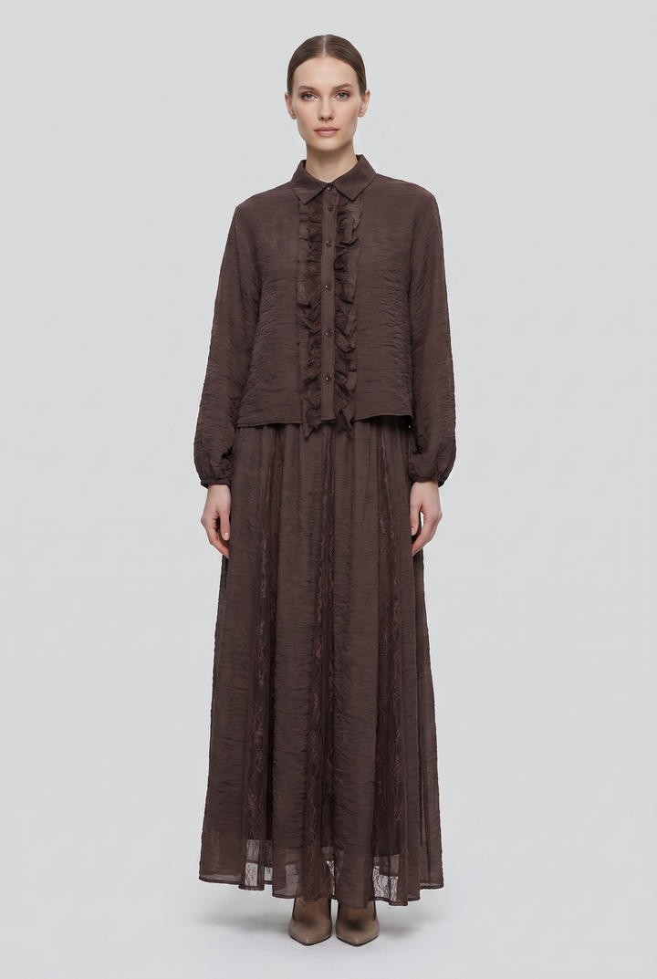 Odalys | Ruffled Lace-Trim Skirt Set