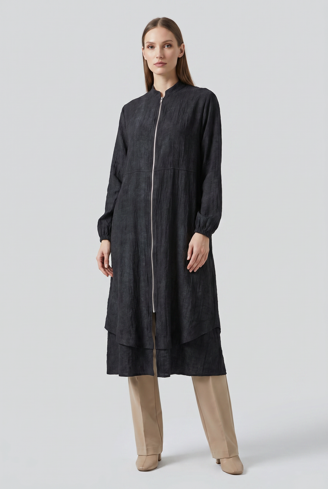 Corvina | Zip-Front Long-Sleeve Trench Coat
