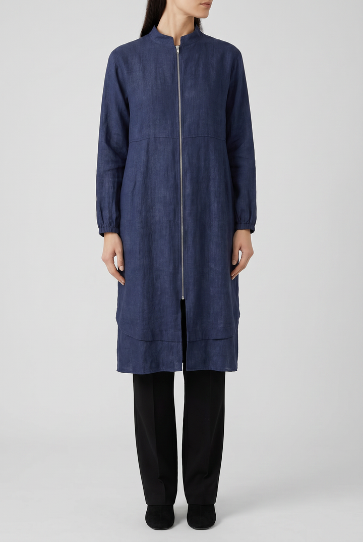 Corvina | Zip-Front Long-Sleeve Trench Coat