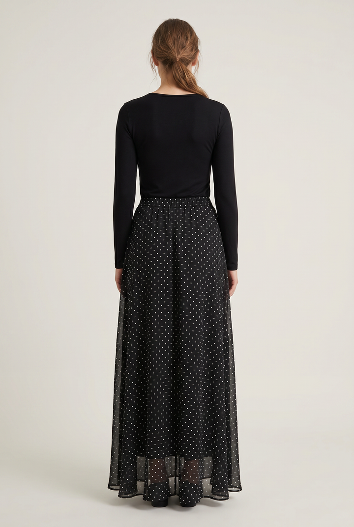 Vesper | Polka-Dot Pleated Maxi Skirt