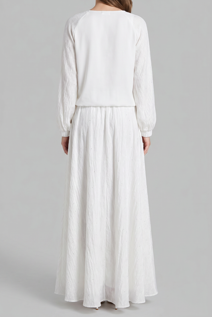 Skyla | Textured Zip-Front Blouson Skirt Set