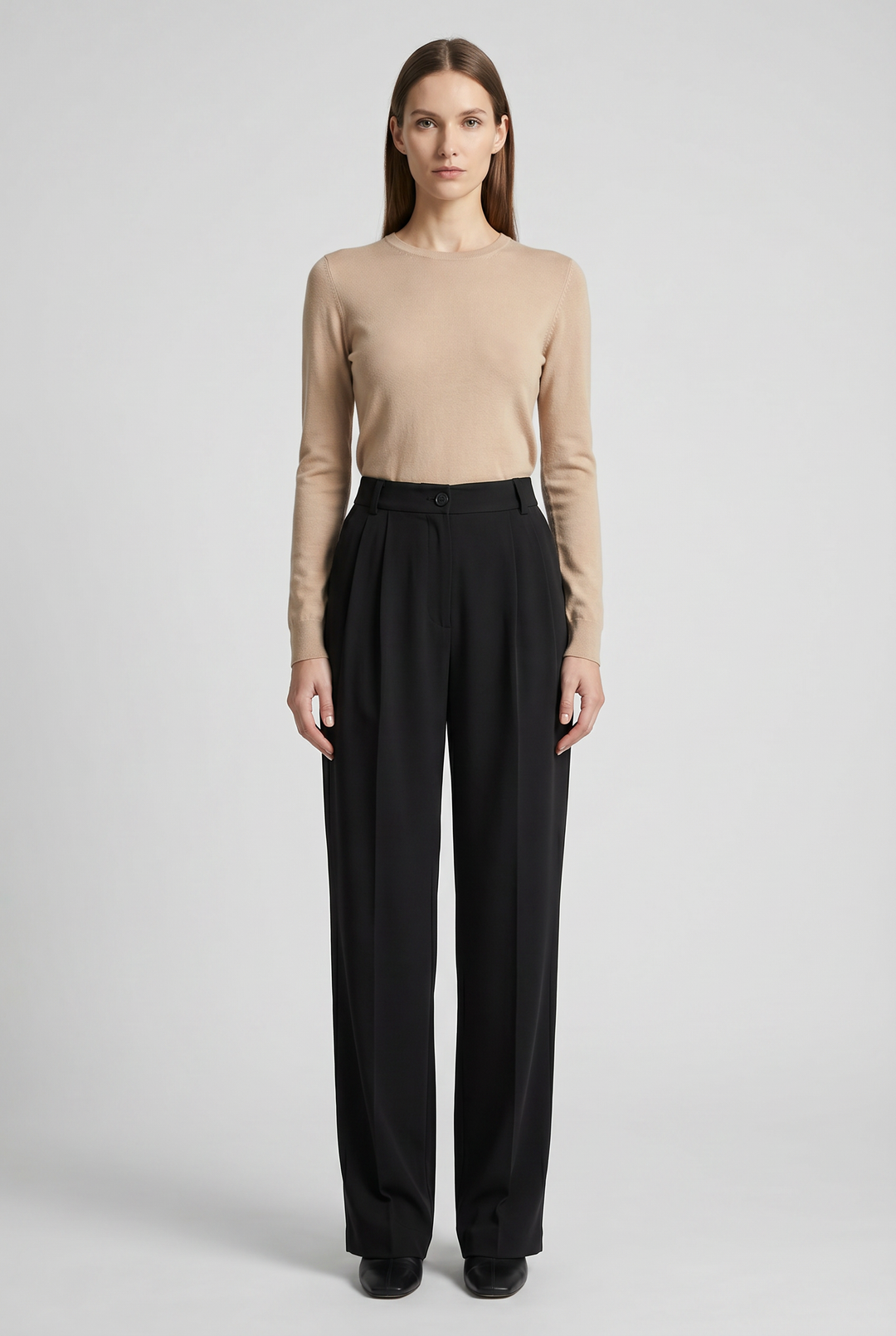 Umber | Pleated Wide-Leg Trousers