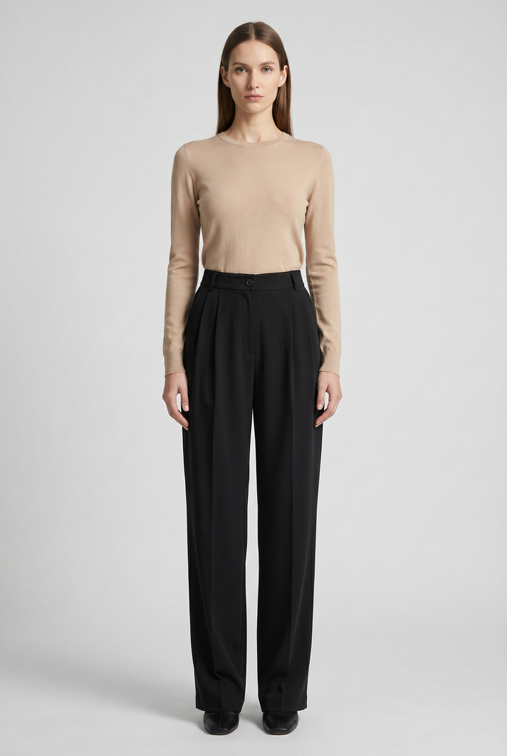 Umber | Pleated Wide-Leg Trousers