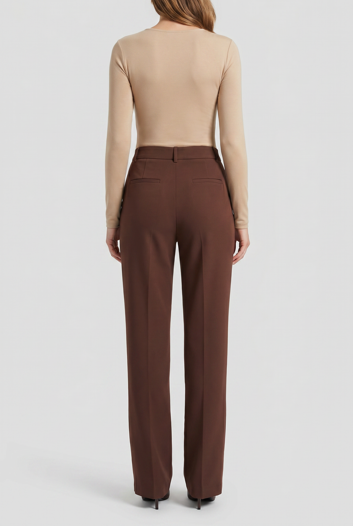Umber | Pleated Wide-Leg Trousers