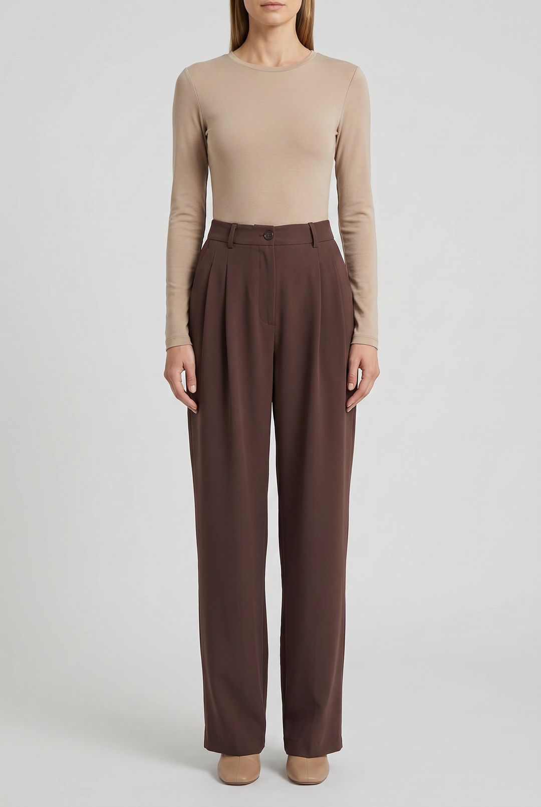 Umber | Pleated Wide-Leg Trousers