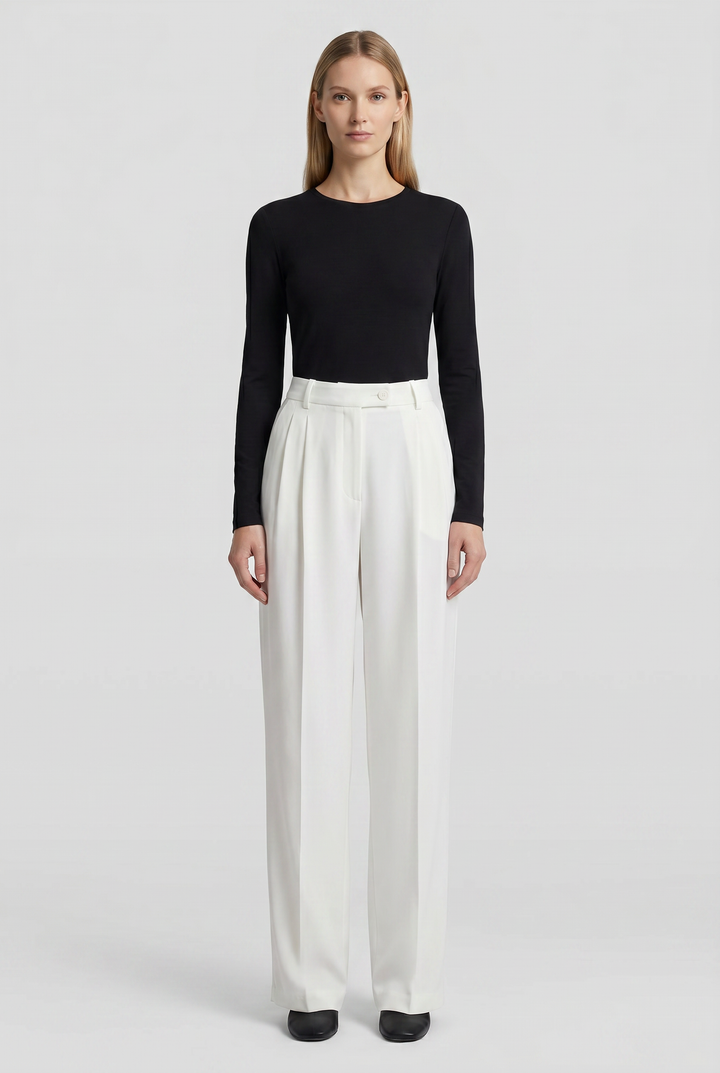 Umber | Pleated Wide-Leg Trousers