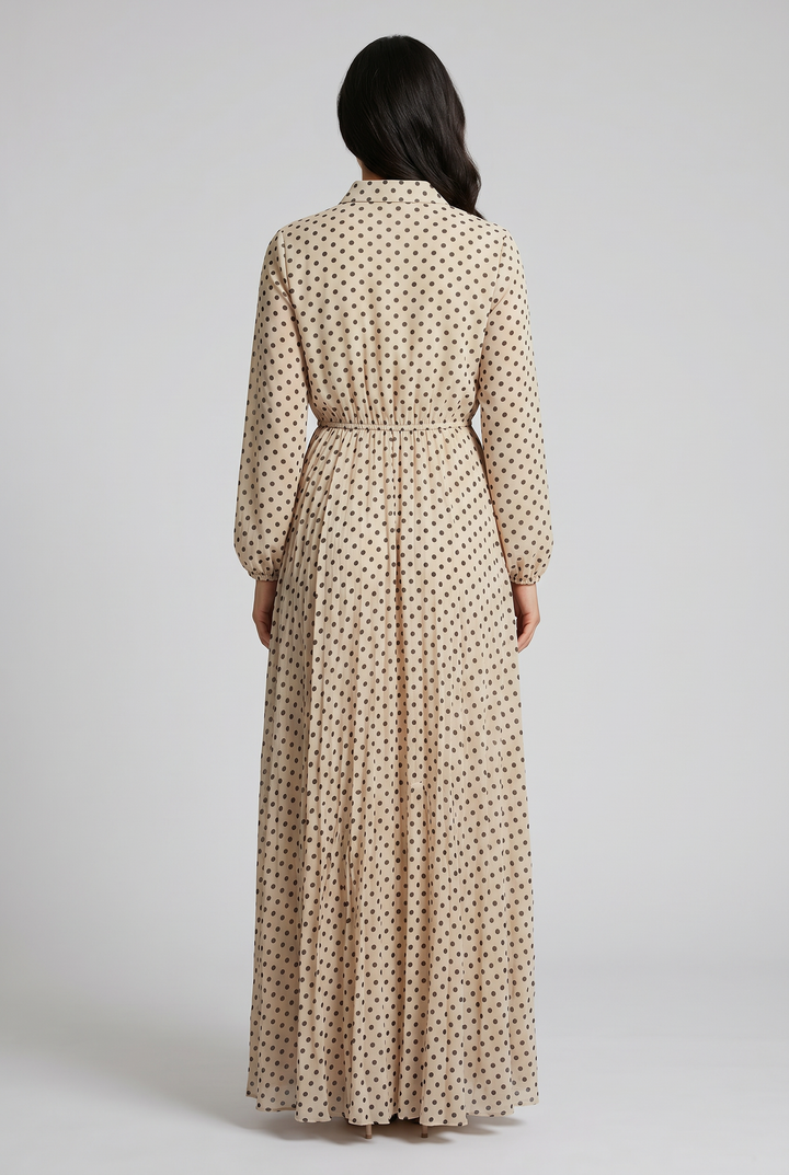 Perdita | Polka-Dot Tie-Neck Maxi Dress