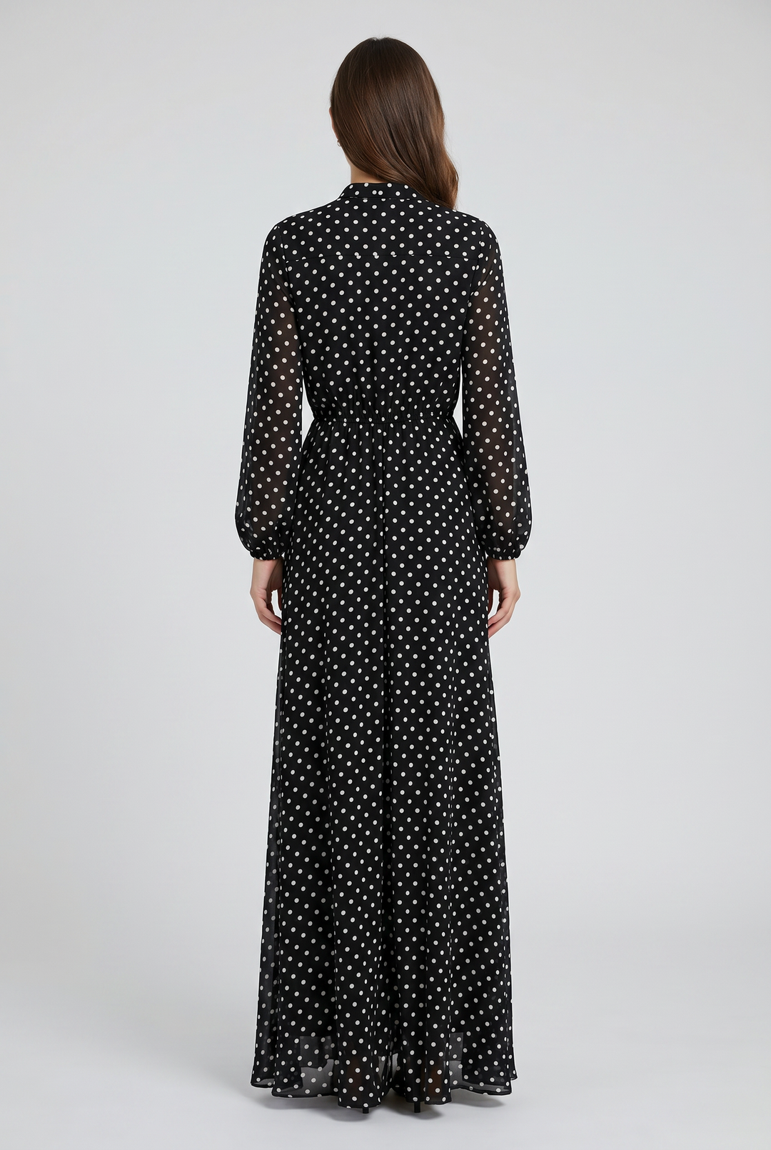 Perdita | Polka-Dot Tie-Neck Maxi Dress