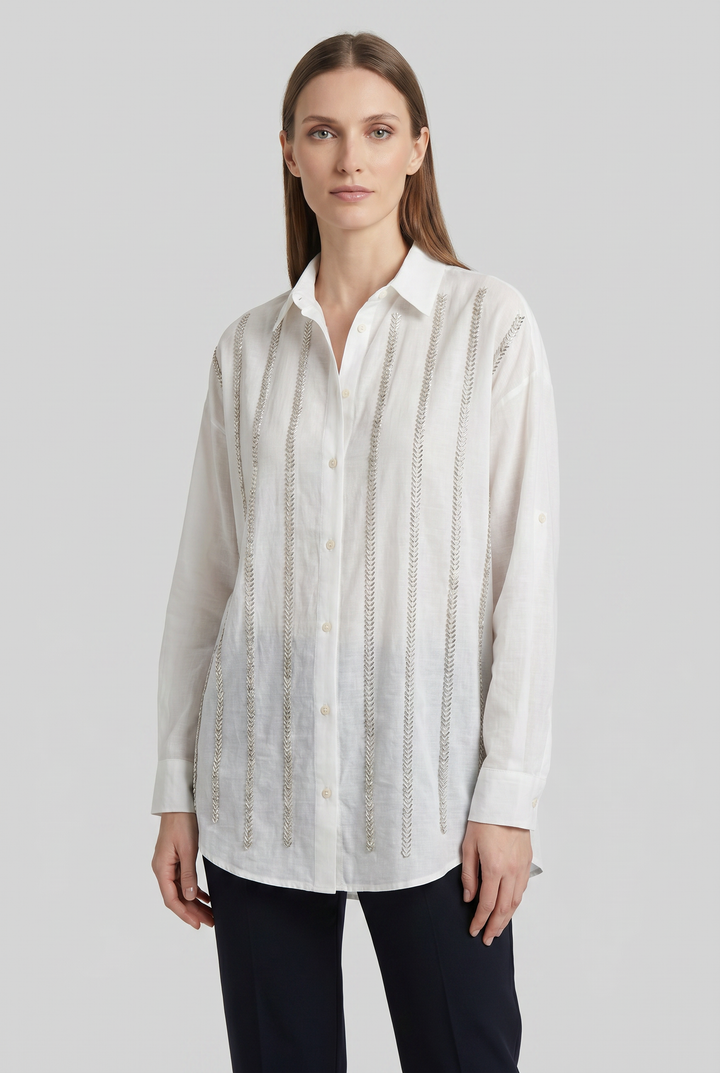Marigold | Silver-Beaded Stripe  Shirt